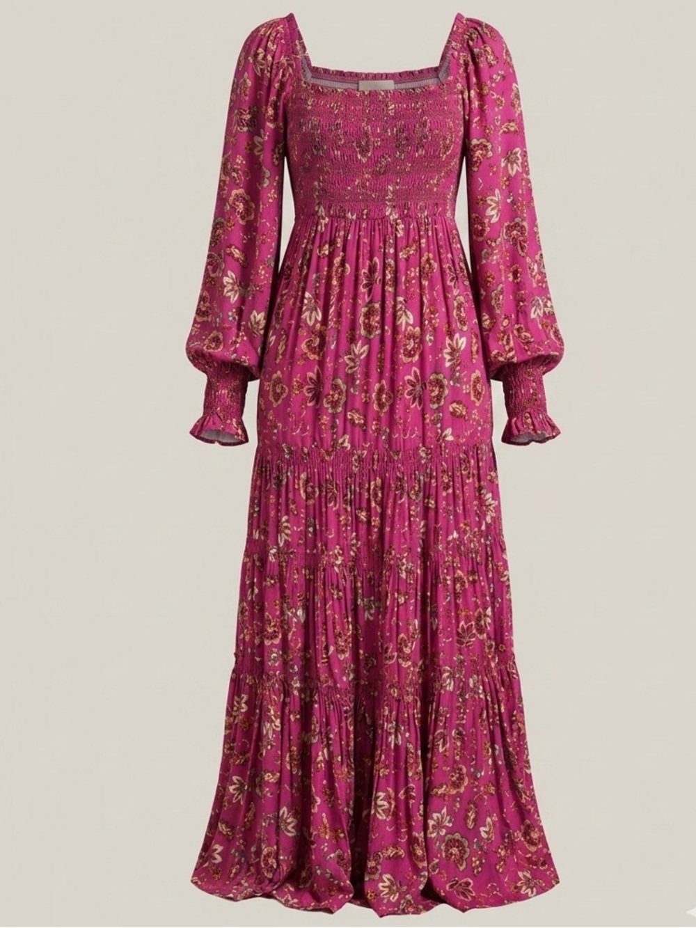 Free People Oasis Printed Maxi Dress Fairy  Floral Viscous Boho Very Stretchy S